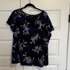 Lane Bryant Navy Floral Blouse